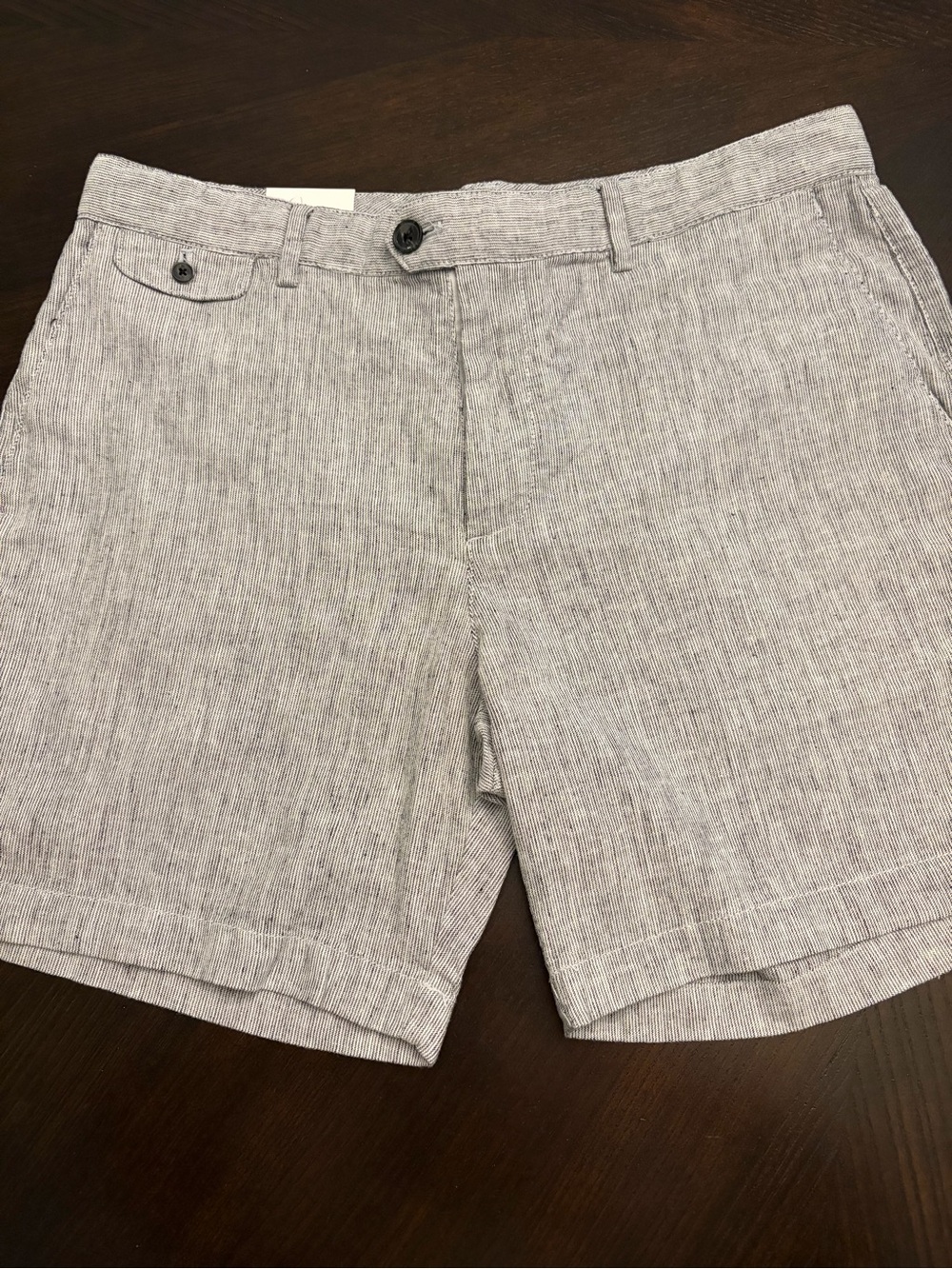 NWT Banana Republic Mens Linen Cotton Blend Shorts 34X7 Black and White